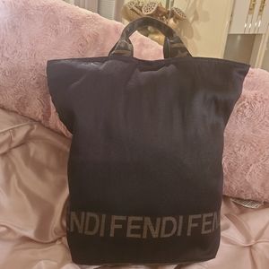Fendi Black and Brown Logo Tote